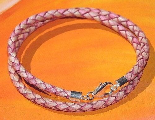 Details about  / Mens Lyme Bay Art Ladies 4mm Antique Pink leather /& sterling silver bracelet