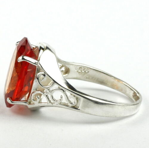 925 Sterling Silver Ladies Ring SR049-Handmade Details about   Padparadsha CZ 