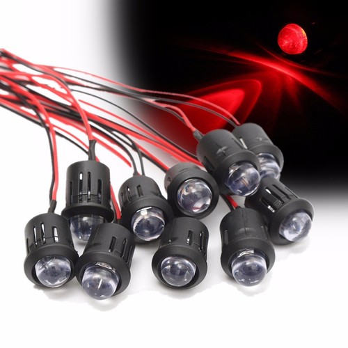 1-100Pcs 12V 5MM LED Diode Light Clear 20cm Cable Pre-Wired With Plastic Holder