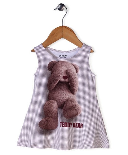 Dark Brown Girls Frock Dress CUTE Teddy Bear Print Kids Size 000,00,0,1,2,3
