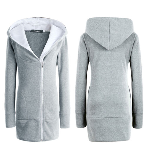 Womens Zip Up Hoodies Jacket Casual Sweatshirts Hooded Coat Sweater Outwear 6-20 