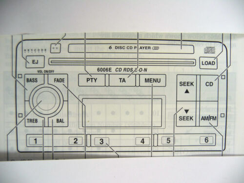 Genuine Ford 6006 E CD Radio Operating Manual Instruction Audio Head Unit Book