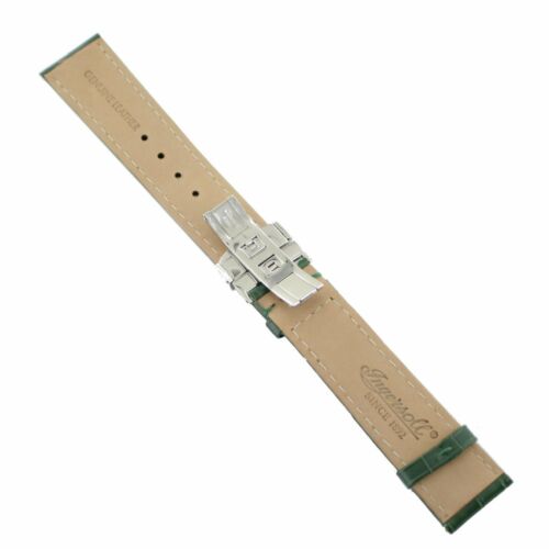 Ingersoll Ersatzband für Uhren Leder grün matt Kroko Faltschl Si 22 mm