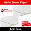 1000 SHEETS OF WHITE COLOURED ACID FREE WRAPPING TISSUE PAPER 450x700mm 19GSM 