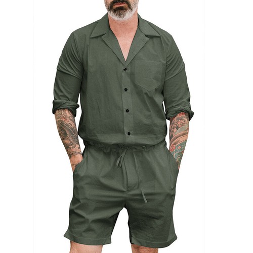 Plus Size Men Sports Cargo Pants Short Romper Playsuit Jumpsuit Overalls Trouser