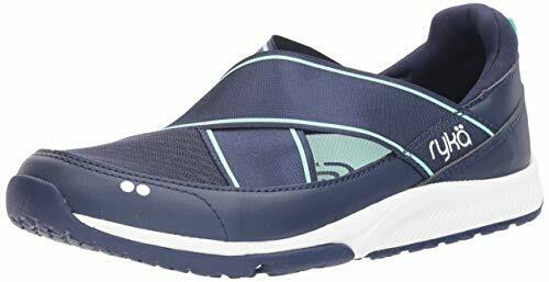 Ryka Women's klick Sneaker Medieval Blue White Elastic Slip On Lightweight Shoe 