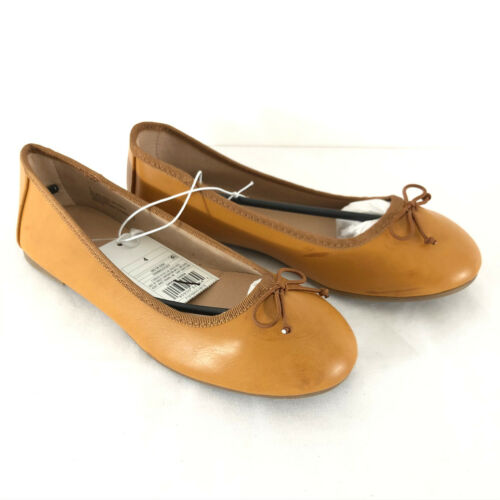Cat & Jack Girls' Stacy Ballet Flat Brown Bow Faux Leather Size 4 