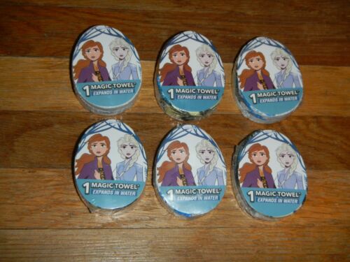New LOT of 6 MAGIC TOWELS Disney FROZEN 2 Expands in water Washcloth 11.5"x11.5" 