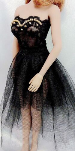 Custom 1:6 Figure Black Dress For 12/" JIAOUDOL Female Big Bust Seamless Body