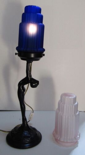 Frankart art deco standing lamp with up stretched arms black finish /& glass USA