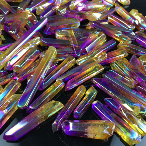 1Kg AB colours titanium rainbow aura lemurian quartz crystal point  H216