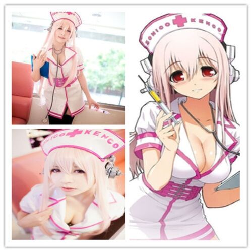 Super Sonico SONICOMI Nurse Uniform Cosplay Costume Outfit 