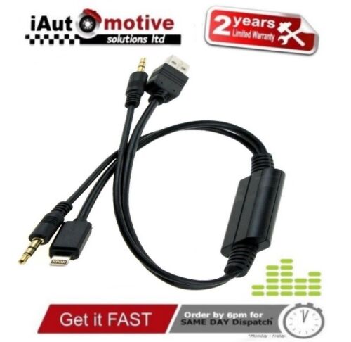 Bmw Mini iPod iPhone 5 6 S SE Plus Interface Audio USB Y Cable AUX Adaptor Lead 