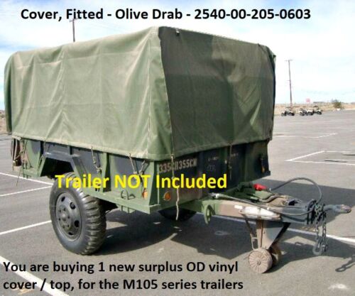 Vinyl Top M105 M105A1 M105A2 M105A3 1.5 Ton Military Trailer OD Cover 