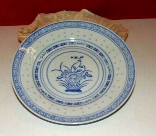 6 Stück China Porzellan Teller blau weiß Reiskorn Serie 18 cm Durchmesser NEU