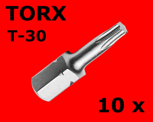 10 x Profi TORX T-Profil Bits T-30 Schraubendreher Bitsbox Satz S-2 Stahl Y78146