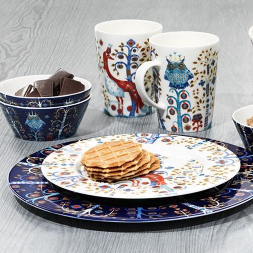 Espresso or Cappuccino Coffee Cups Iittala Taika Blue or White Porcelain Mugs 