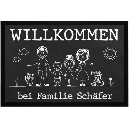 Fußmatte Familie mit Namen personalisiert Elefanten Wunschnamen individuell