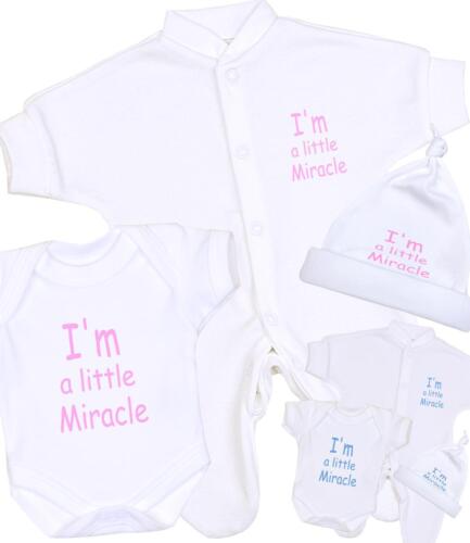 BabyPrem Premature Baby Clothes 'LITTLE MIRACLE' Outfit Sleepsuit Vest Hat 