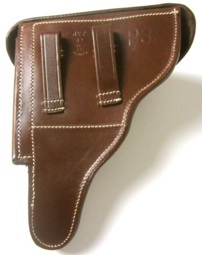BROWN LEATHER WWII GERMAN P38 HARDSHELL PISTOL HOLSTER 