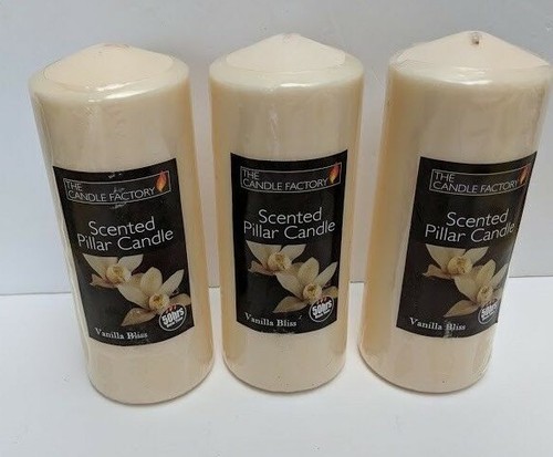 3 x 6/" Scented Vanilla Bliss Pillar Candles Wedding Church 50 hours Burn Time