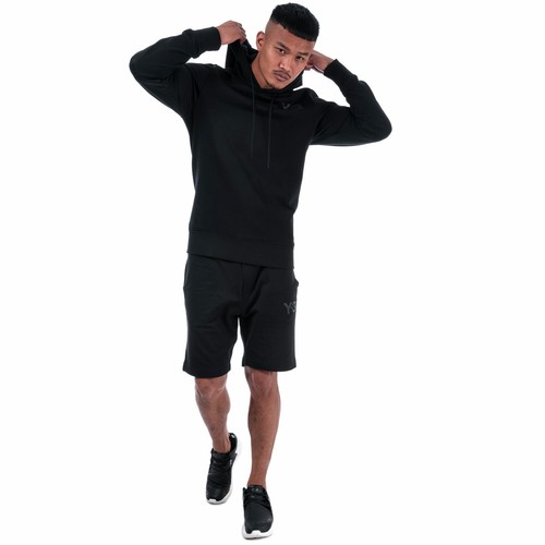 Mens Y-3 Classic Logo Hoody In Black Drawcord Adjustable Hood
