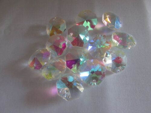200-14MM AB AAA 2 HOLE CLEAR OCTAGON CRYSTAL GLASS BEADS CHANDELIER 