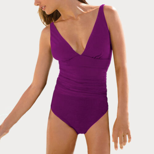 V-Neck One Piece Beach Swimsuit Swimwear Bather with Optional Skirt Orchid