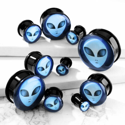 PAIR Alien Single Flare Plugs w/ o-rings Acrylic Earlets Gauges Body Jewelry 