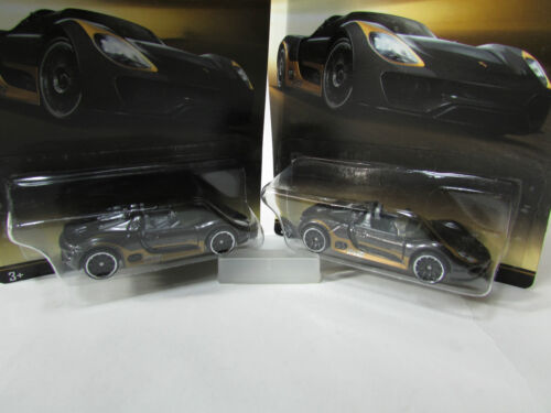 HOT WHEELS PORSCHE SERIES 918 SPYDER BLACK//GOLD 2//8,VERY RARE WITH TRACK NUMBER