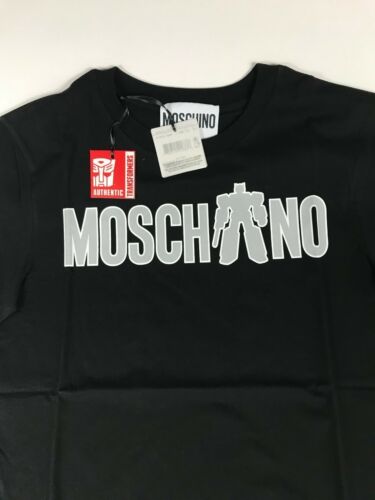 $250 AW17 Moschino Couture Jeremy Scott Transformers Logo Black Tshirt *RARE*