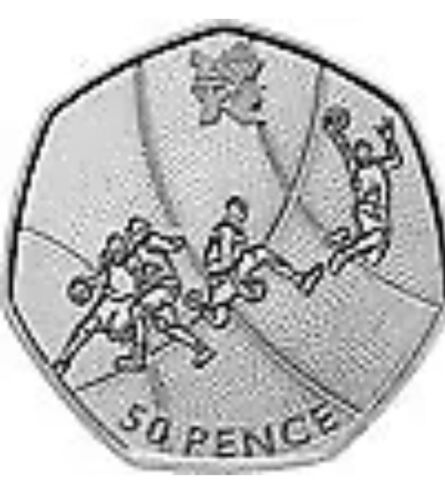 London 2012 Olympic Games 50p coins Wrestling Circ Acquatics. Football