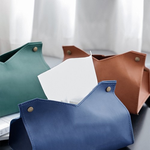 PU Leather Tissue Box Holder Cover Car Room Office Table Napkin Case Home Storag