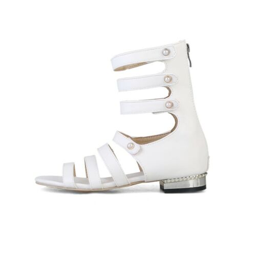 Details about   Women Gladiator Sandals Hollow Open Toe Flat Low Heel Shoes Back Zip US 4.5-10.5 