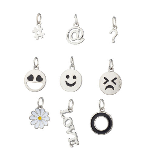 Lux Accessories Silvertone Kitcshy Emoji Smiley Face Hashtag question Charms 9P