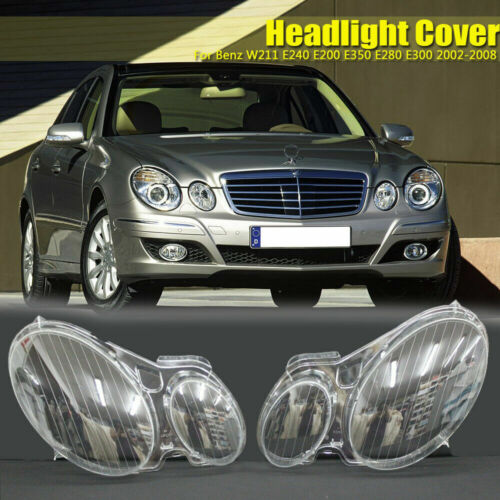 Headlight Lens Cover Left+Right For Benz W211 E350 300 200 02-08 Replacement
