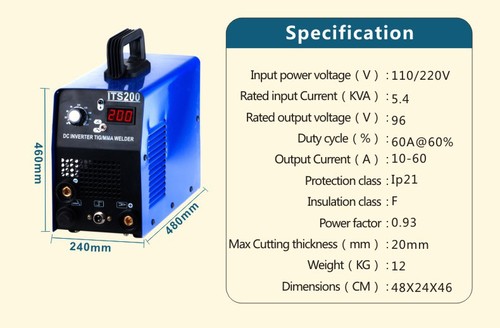 TIG MMA Welder Welding Machien IGBT 200A DC Interver 3.2 Rod /& Free Accessories