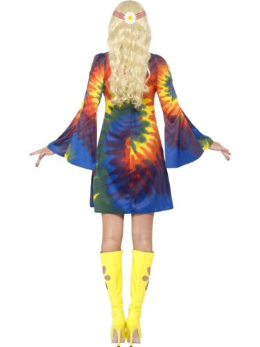 Ladies 60s 70s Tie Dye Hippy Fancy Dress Costume Hippie Outfit by Smiffys 