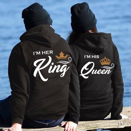 Felpa con cappuccio Lovers COPPIA corrispondenti sono il suo King LA SUA REGINA Felpa con cappuccio Pullover