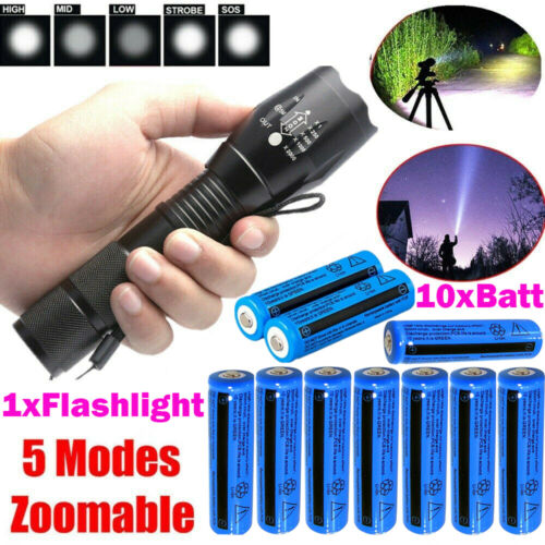 Rechargeable Batteries 3000mAh Li-ion Battery Military T6 LED Flashlight Torch