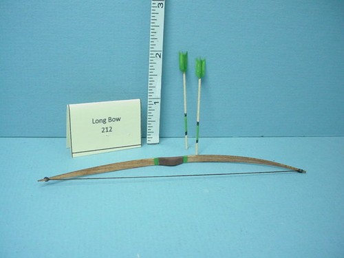 Miniature Long Bow /& Arrows Green Trim Handcrafted #212G