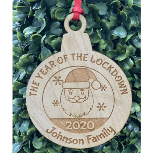 PERSONALISED WOODEN LOCKDOWN 2020 FAMILY CHRISTMAS TREE DECORATION BAUBLE GIFT