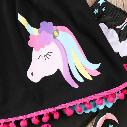 Rainbow Horse Kids Baby Girls Outfits Clothes T-shirt Top Dress+Long Pants Set
