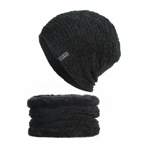 Men Women Cap+Scarf Hat Knitted Baggy Beanie Winter Warm Hat Ski Causal Knit