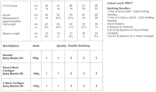 James Brett Double Tricot Knitting Pattern Baby Pull Rond Col V Cardigan JB619 