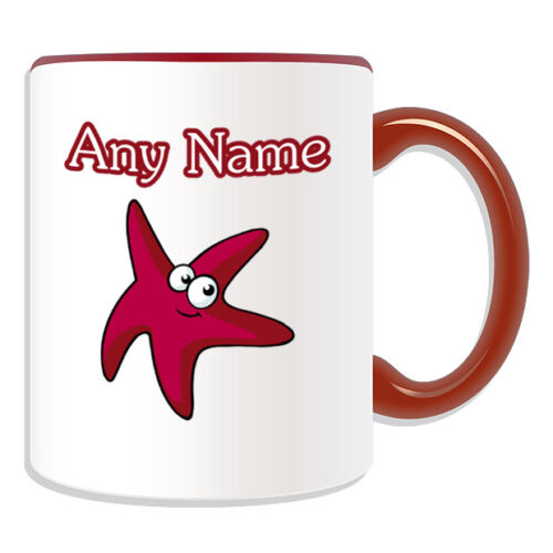 Personalised Gift Star Mug Cup Money Box Novelty Starfish Animal Sea Fish Red