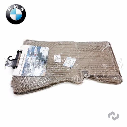 For BMW E65 E66 760Li Set of 2 All Weather Front Rubber Beige Floor Mats OES