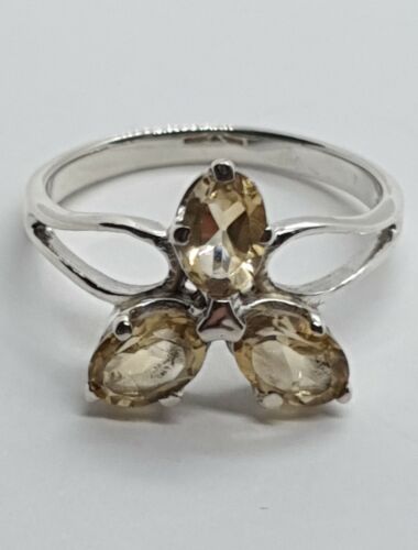 925 STERLING SILVER AND CITRINE RING SIZE Q 1//2
