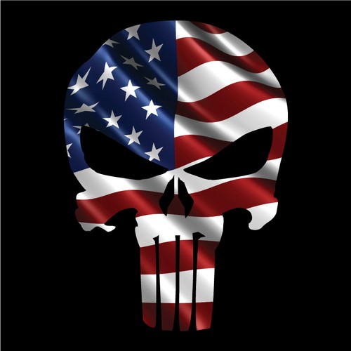 Military Decal Sticker Graphic horizontal Punisher Skull American Flag #3