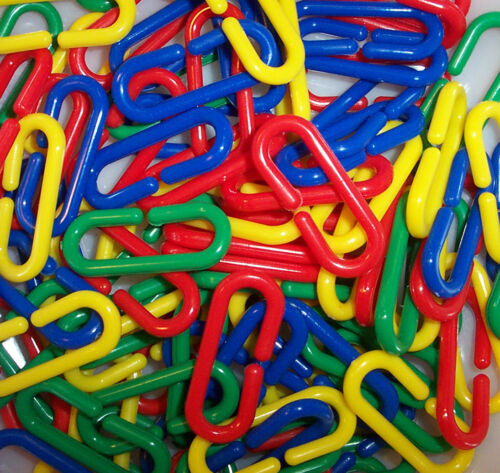 50 Durable Plastic C-Clips Chain C-Links Sugar Glider Parrot Bird Toy Parts